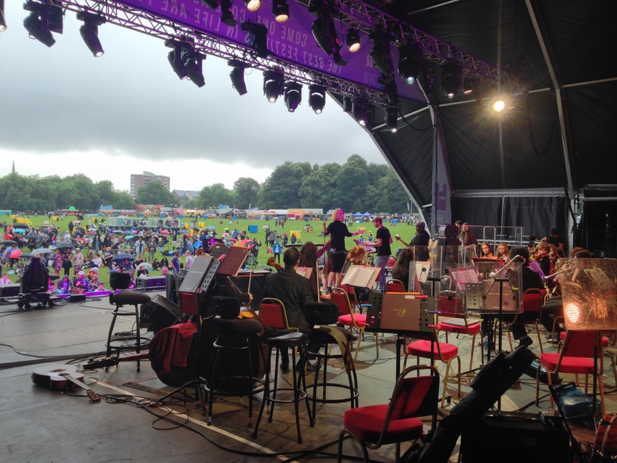 Liverpool Philharmonic Youth Orchestra and LIMF Academy performers, 2016, LIMF Central Stage, Sefton Park, Liverpool.